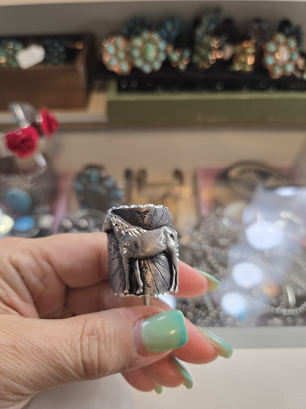 German Silver Horse Slide Or Ponytail/Braid Decoration